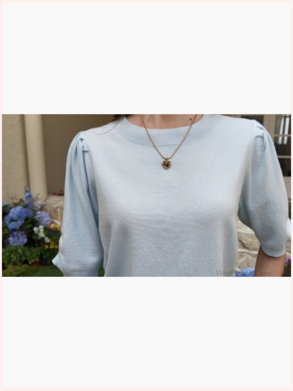 Puff Sleeve Sweater Top Ruffle Crew Neck Dressy Casual Loose Knit Pullover - Picture 7 of 7